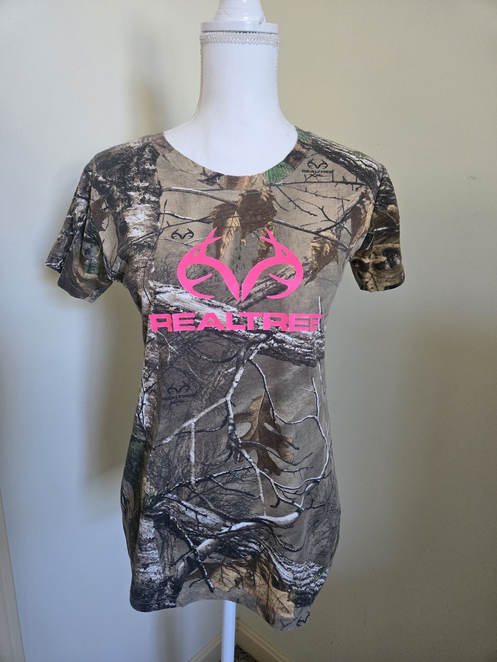 Realtree Camo Short Sleeve Tee with Bright Pink Logo
